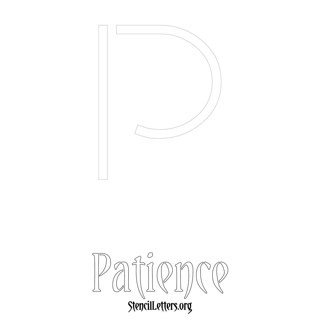 Patience printable name initial stencil in Simple Elegant Lettering