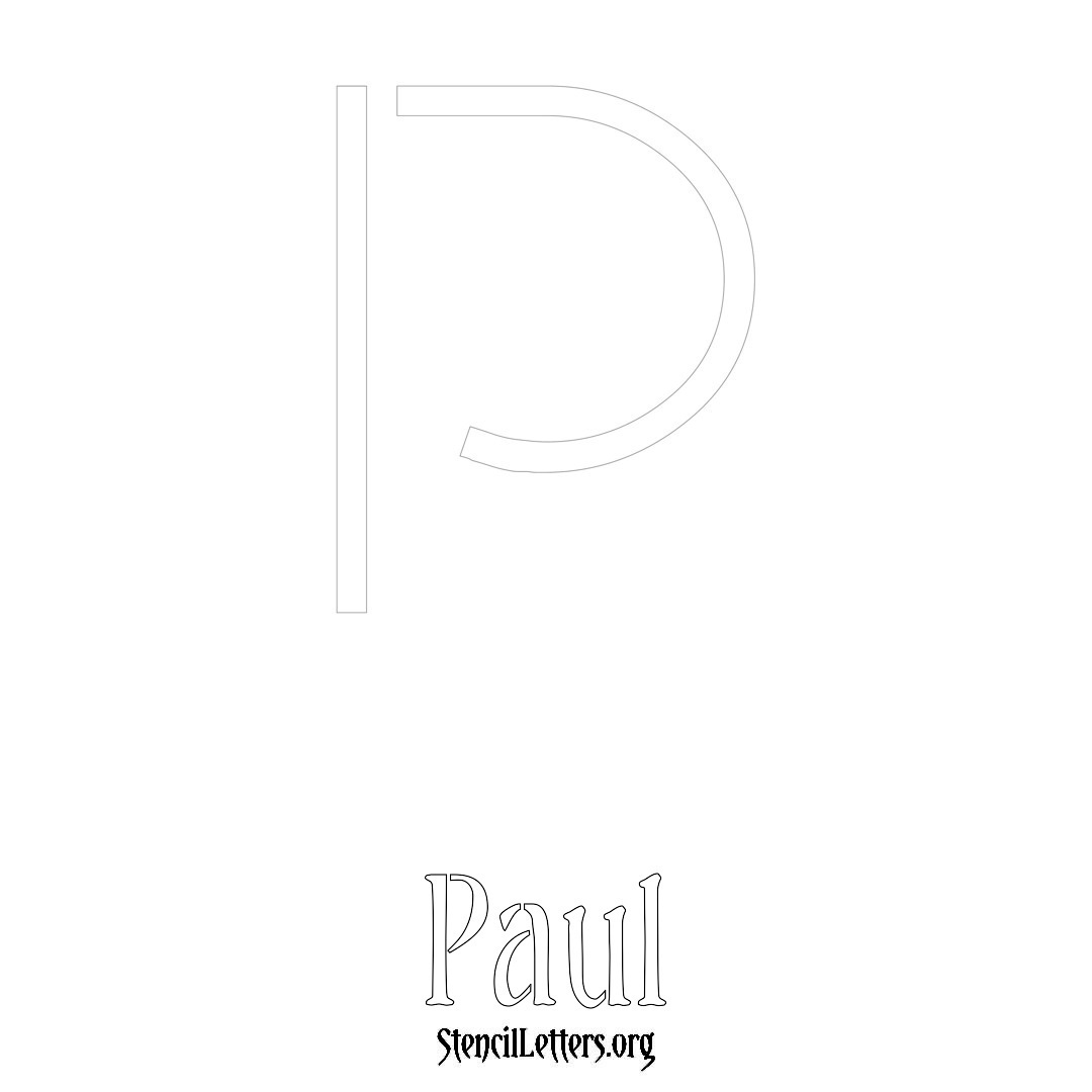 Paul printable name initial stencil in Simple Elegant Lettering