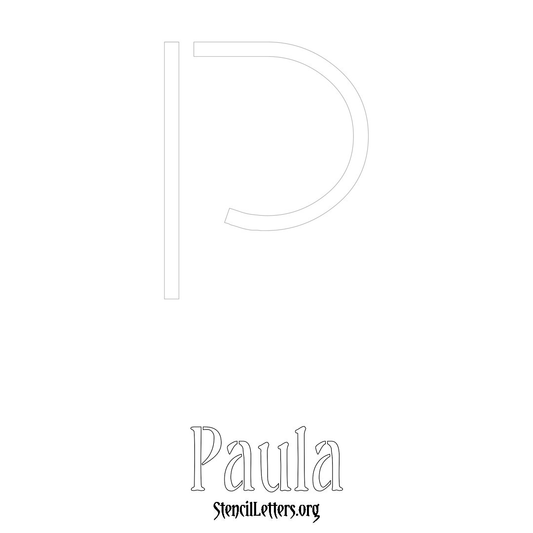 Paula printable name initial stencil in Simple Elegant Lettering