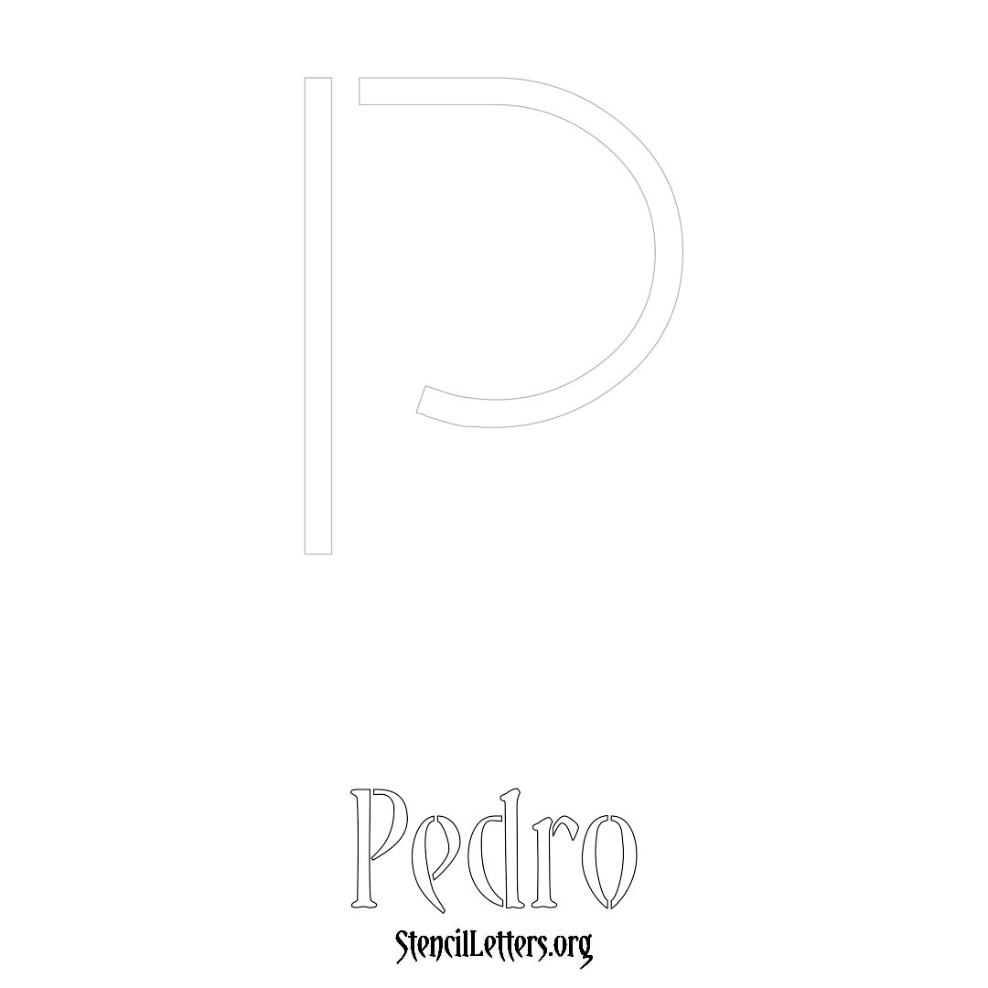 Pedro printable name initial stencil in Simple Elegant Lettering