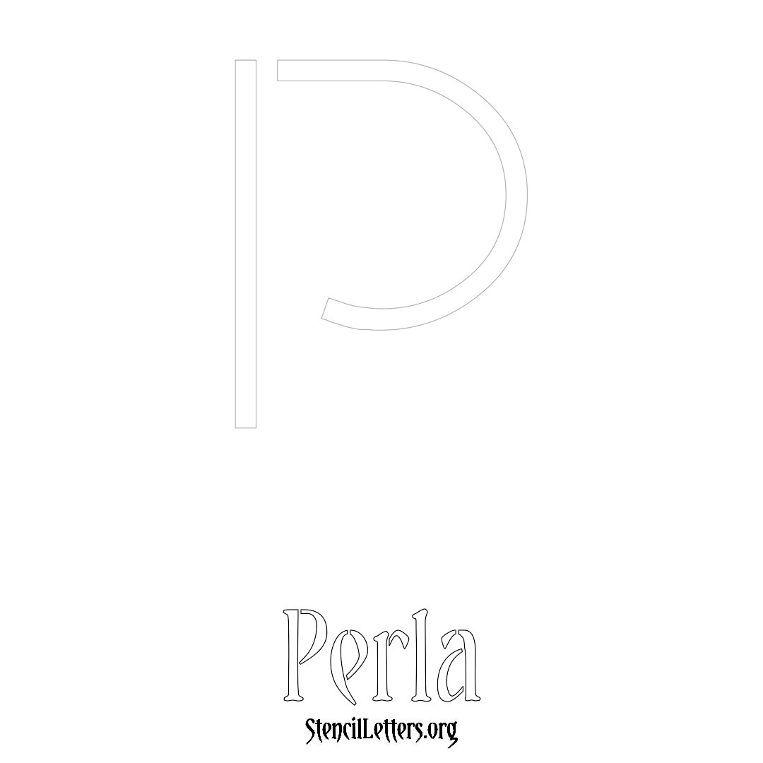 Perla printable name initial stencil in Simple Elegant Lettering