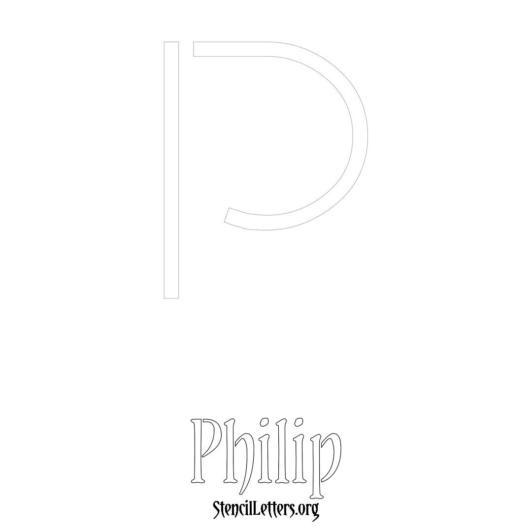 Philip printable name initial stencil in Simple Elegant Lettering