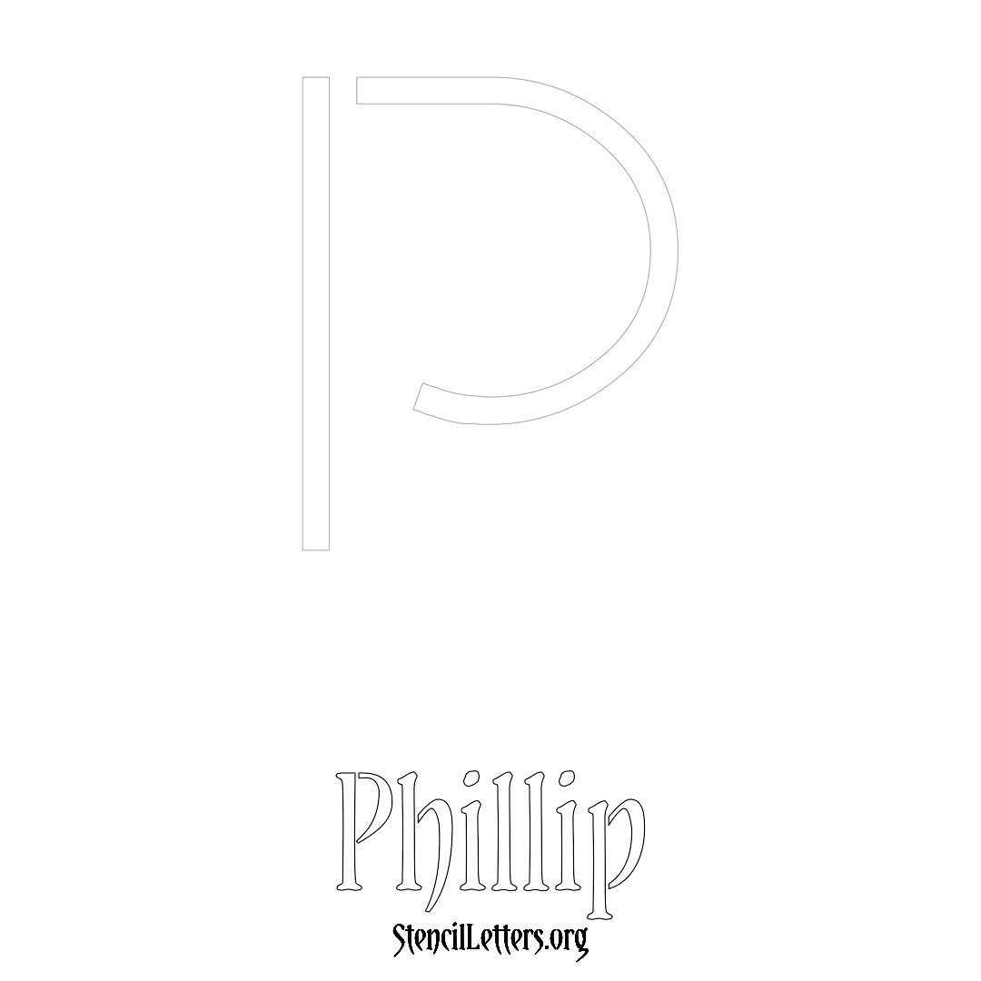 Phillip printable name initial stencil in Simple Elegant Lettering