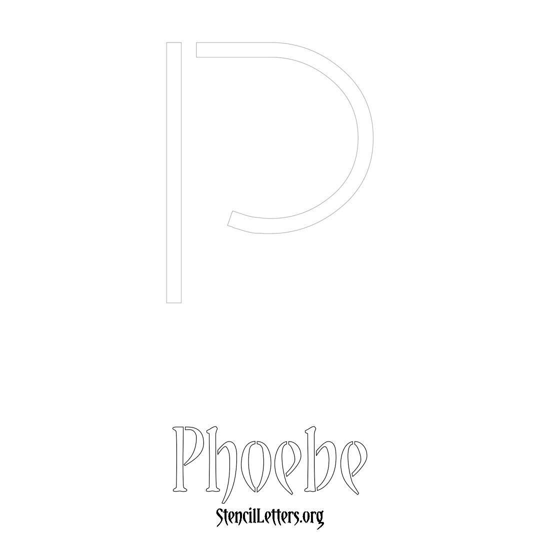 Phoebe printable name initial stencil in Simple Elegant Lettering