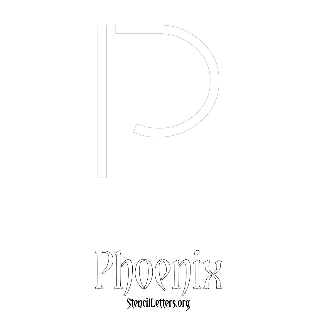 Phoenix printable name initial stencil in Simple Elegant Lettering