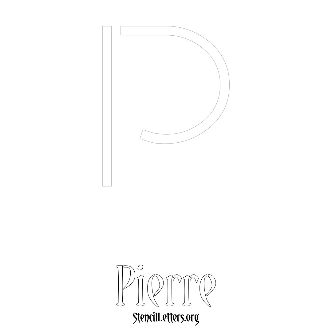 Pierre printable name initial stencil in Simple Elegant Lettering