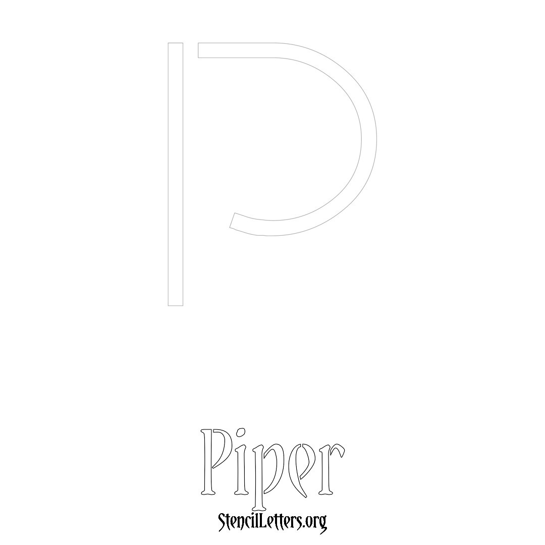 Piper printable name initial stencil in Simple Elegant Lettering