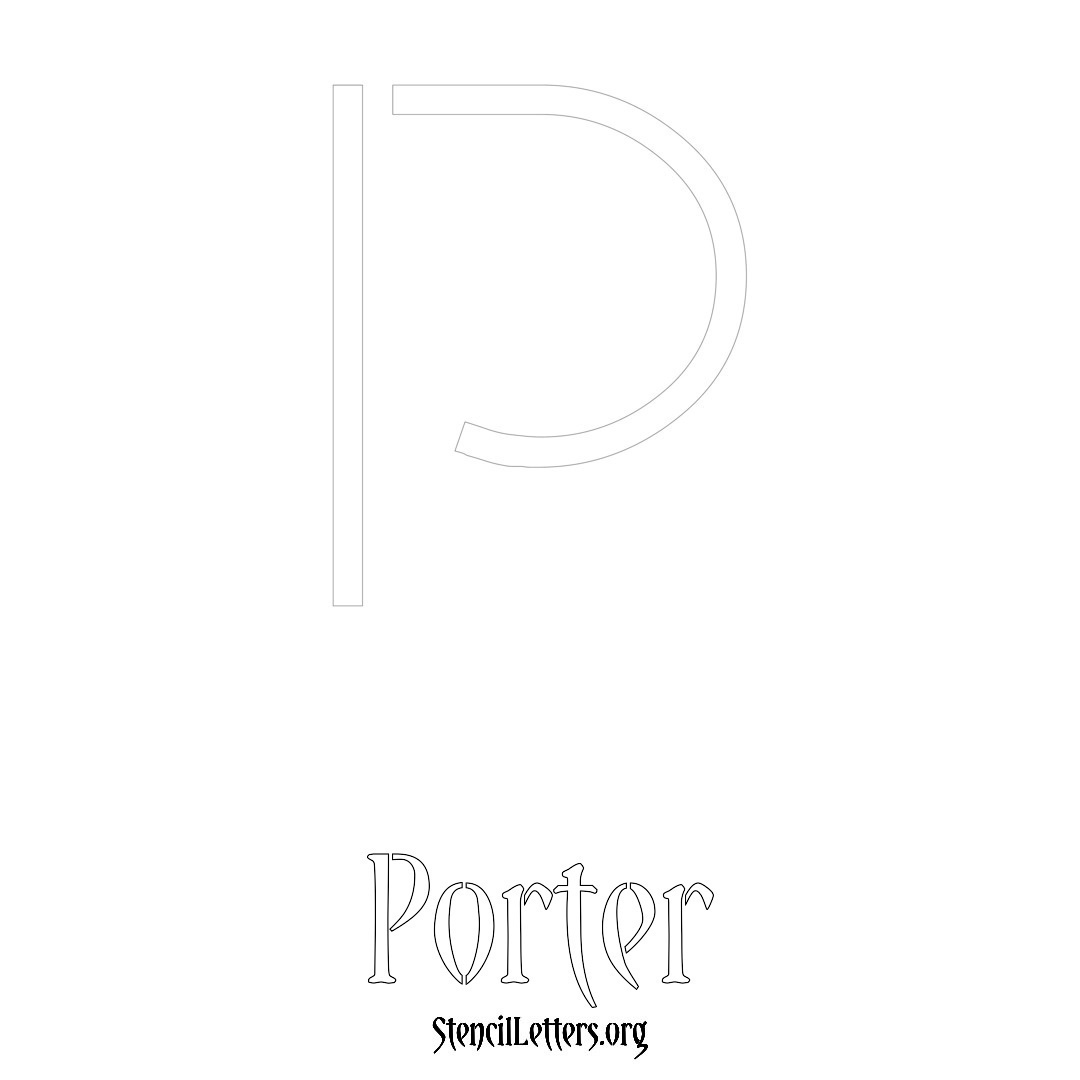 Porter printable name initial stencil in Simple Elegant Lettering