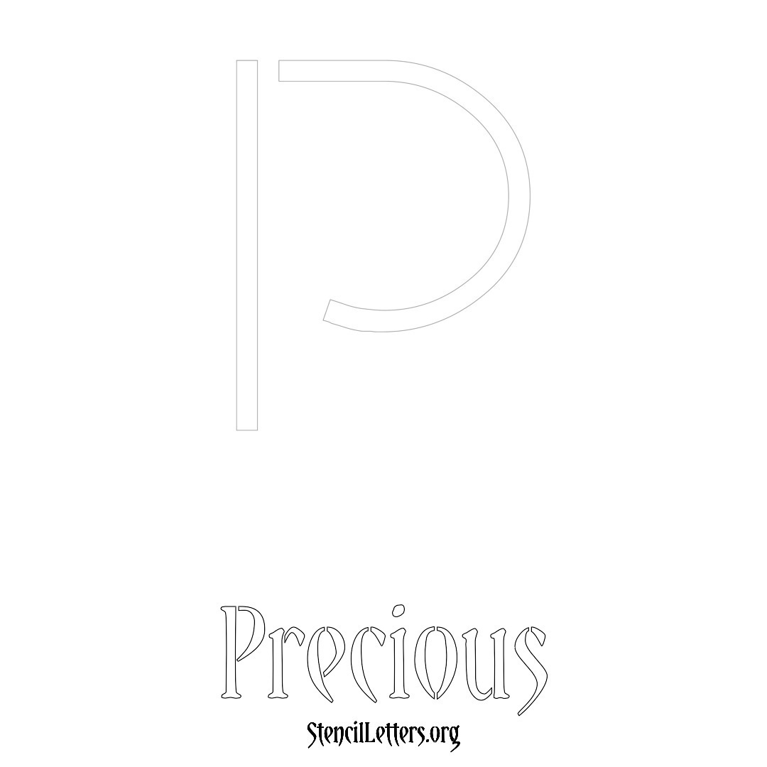 Precious printable name initial stencil in Simple Elegant Lettering