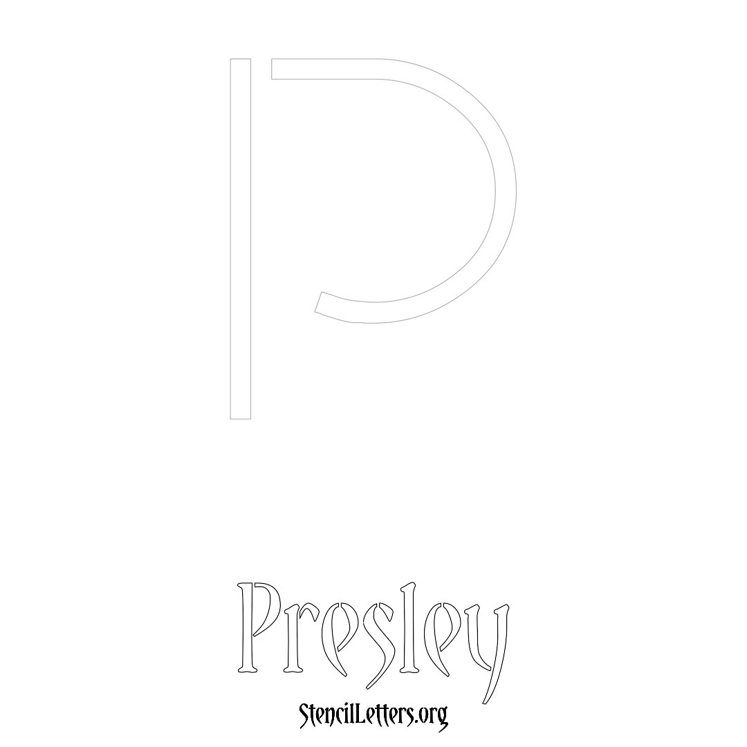 Presley printable name initial stencil in Simple Elegant Lettering