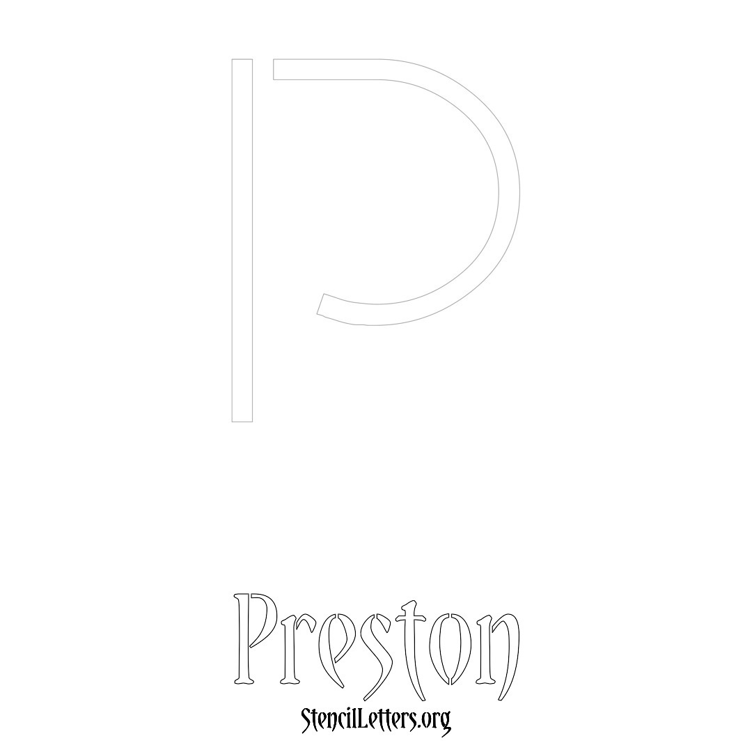 Preston printable name initial stencil in Simple Elegant Lettering