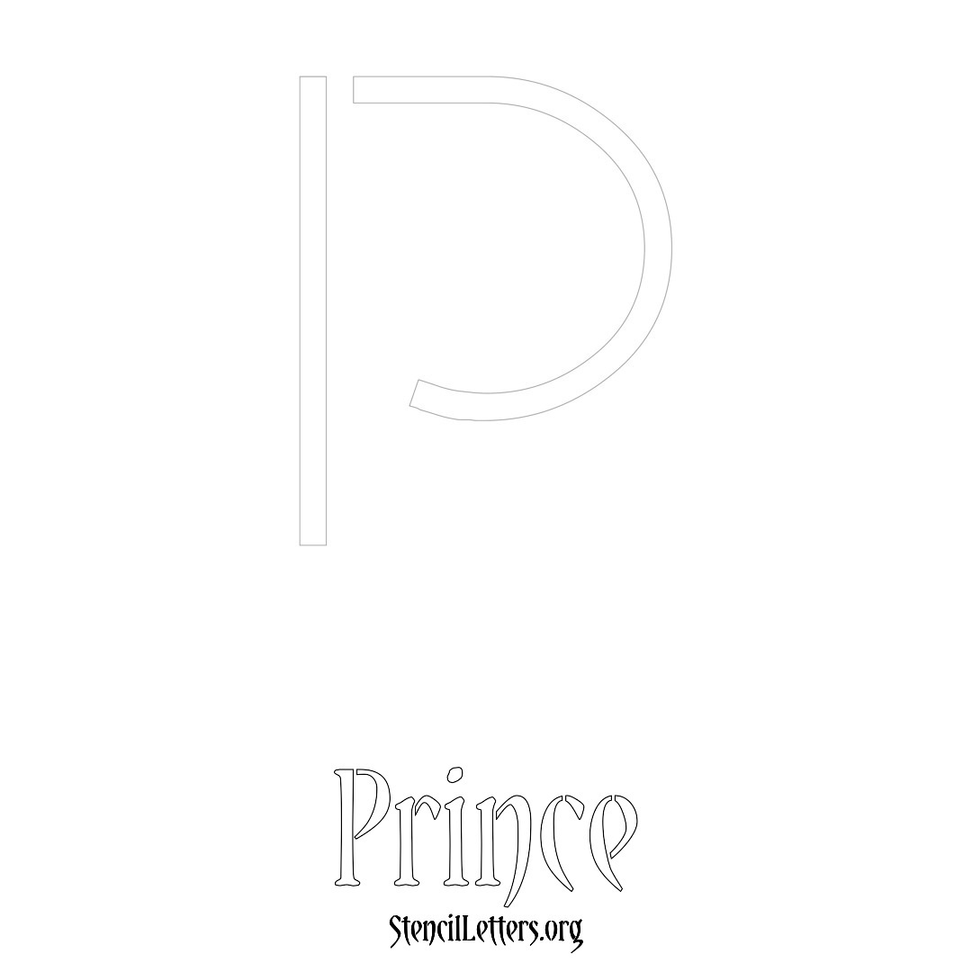 Prince printable name initial stencil in Simple Elegant Lettering