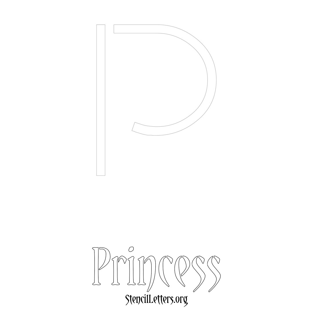 Princess printable name initial stencil in Simple Elegant Lettering