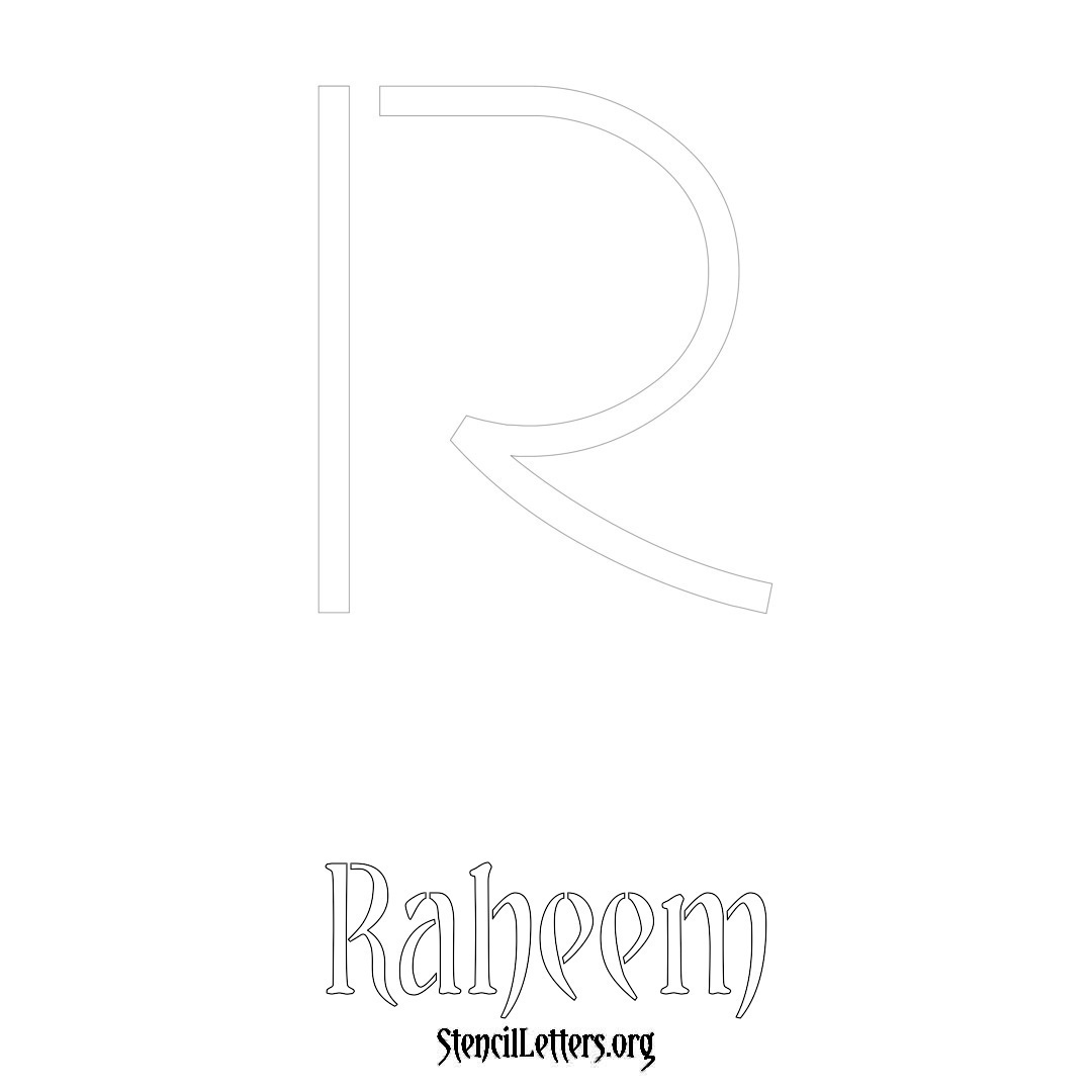 Raheem printable name initial stencil in Simple Elegant Lettering