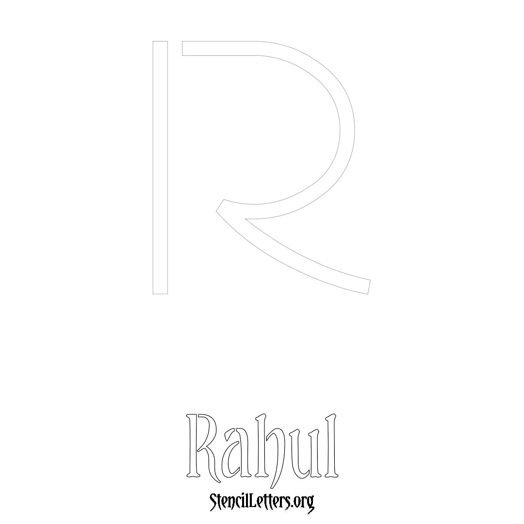 Rahul printable name initial stencil in Simple Elegant Lettering