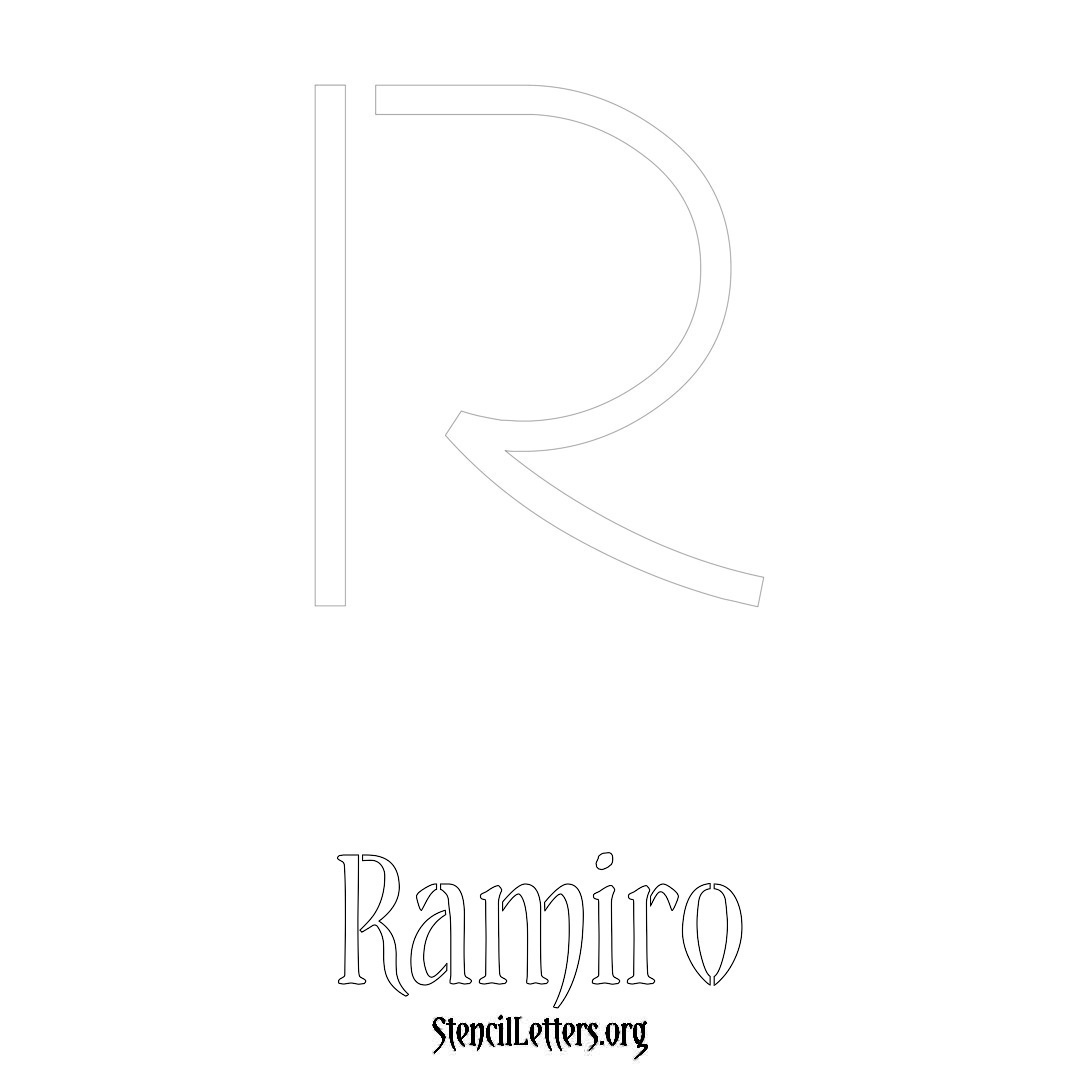 Ramiro printable name initial stencil in Simple Elegant Lettering