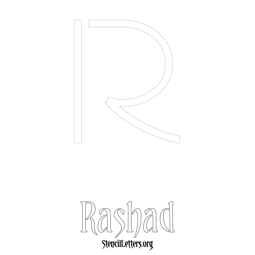 Rashad printable name initial stencil in Simple Elegant Lettering