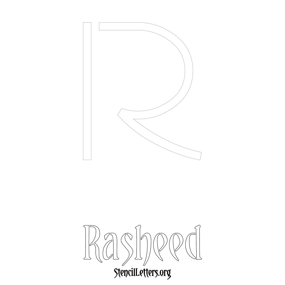 Rasheed printable name initial stencil in Simple Elegant Lettering