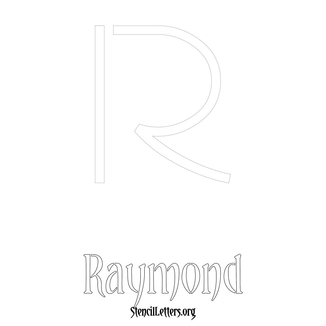 Raymond printable name initial stencil in Simple Elegant Lettering