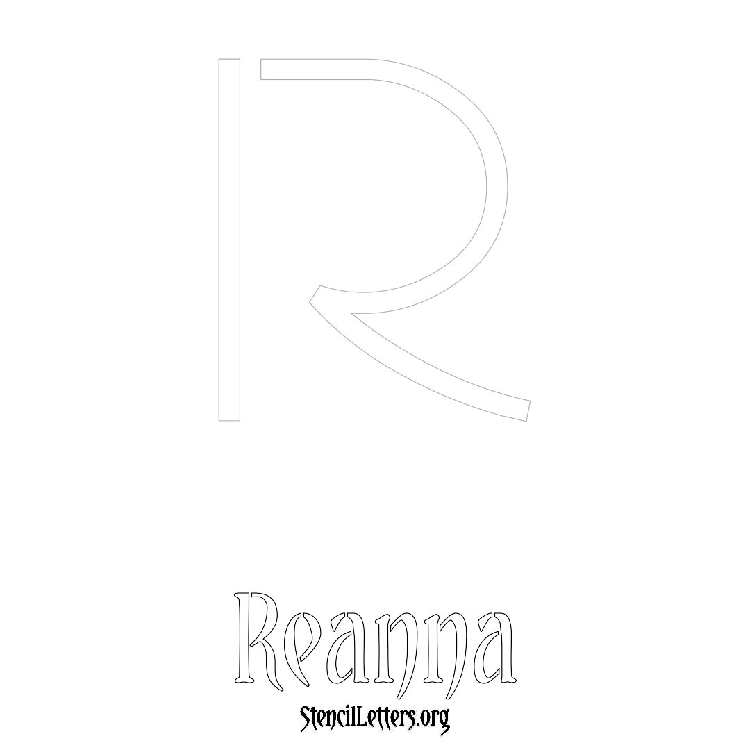 Reanna printable name initial stencil in Simple Elegant Lettering