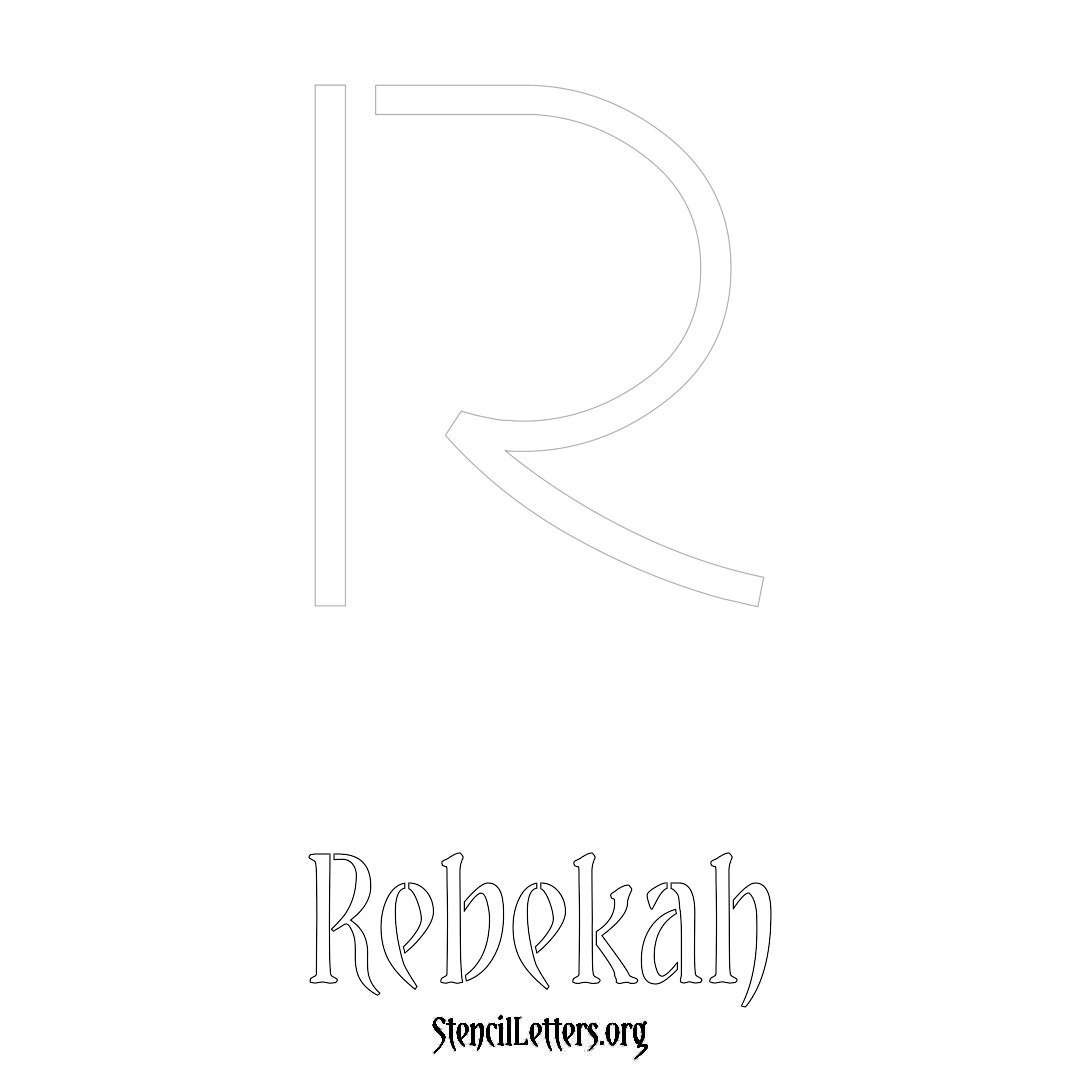 Rebekah printable name initial stencil in Simple Elegant Lettering