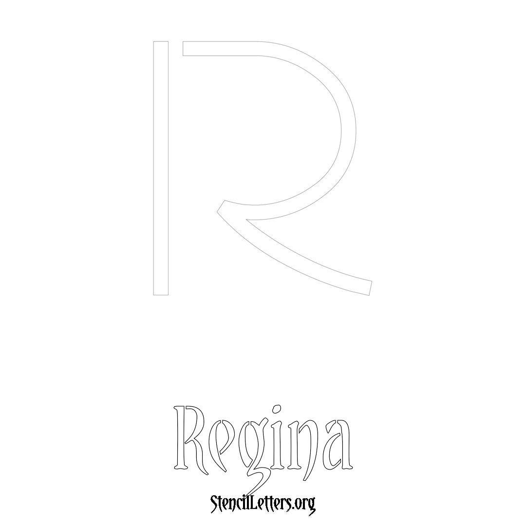 Regina printable name initial stencil in Simple Elegant Lettering