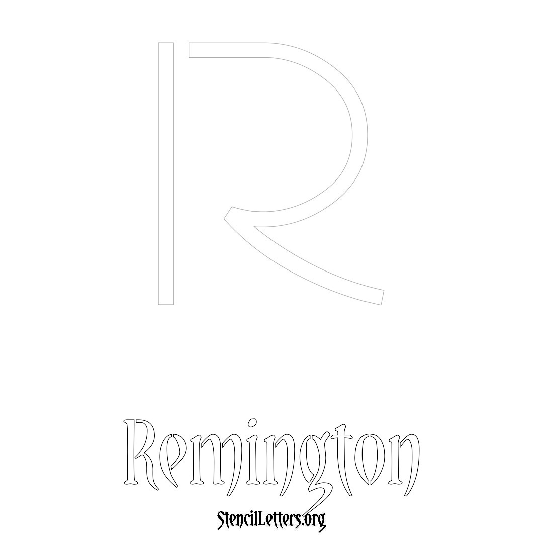 Remington printable name initial stencil in Simple Elegant Lettering