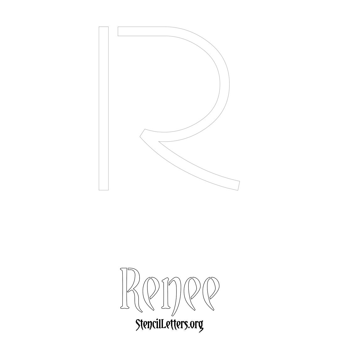 Renee printable name initial stencil in Simple Elegant Lettering