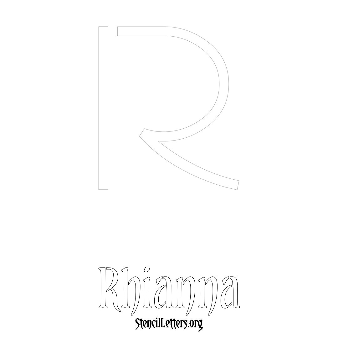 Rhianna printable name initial stencil in Simple Elegant Lettering