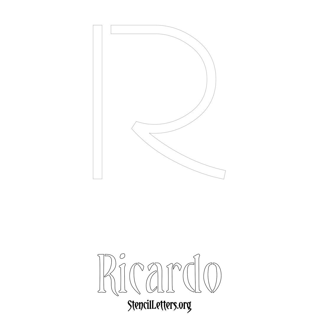 Ricardo printable name initial stencil in Simple Elegant Lettering