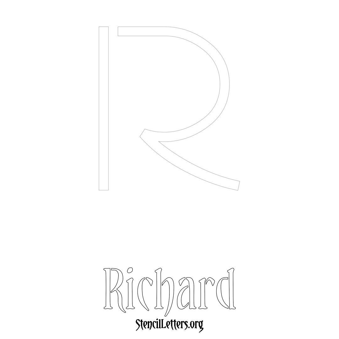 Richard printable name initial stencil in Simple Elegant Lettering