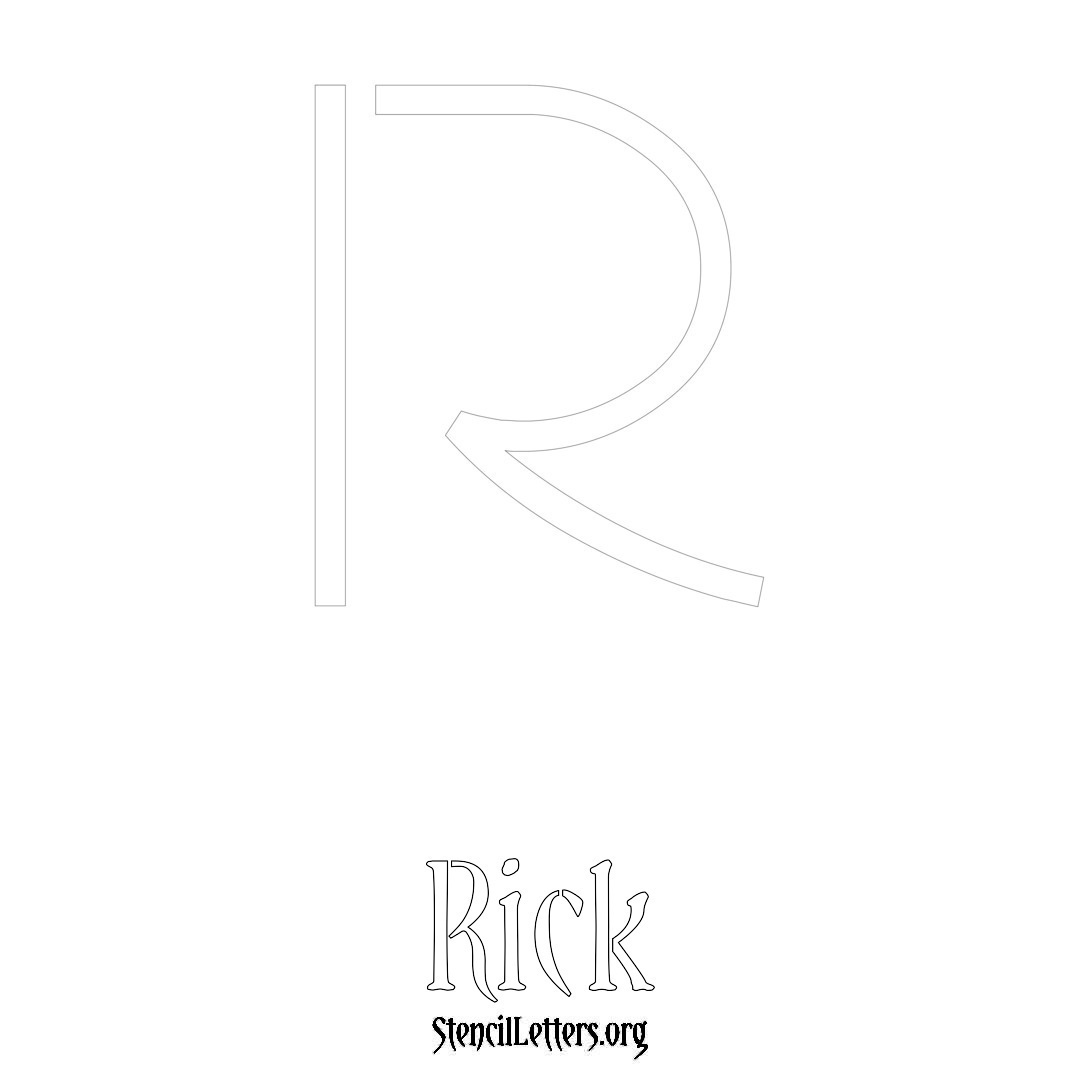 Rick printable name initial stencil in Simple Elegant Lettering
