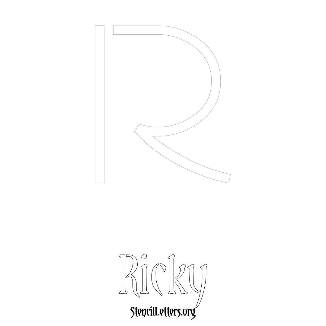 Ricky printable name initial stencil in Simple Elegant Lettering