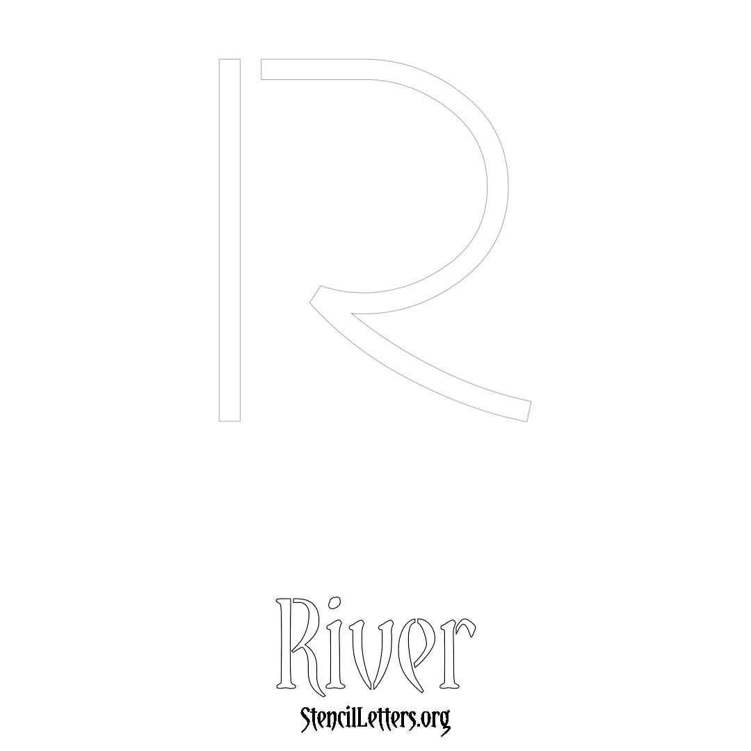 River printable name initial stencil in Simple Elegant Lettering