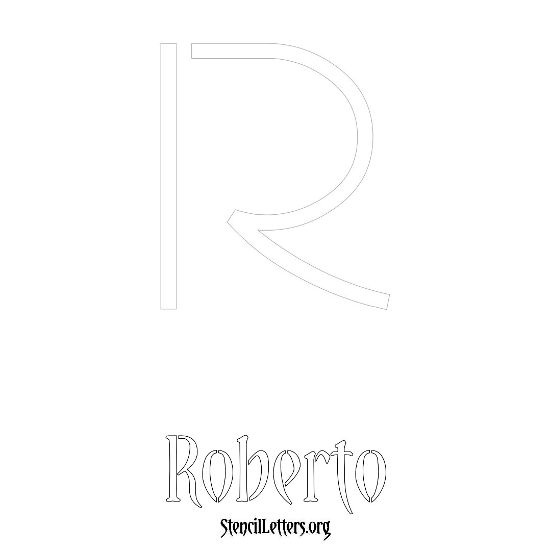 Roberto printable name initial stencil in Simple Elegant Lettering