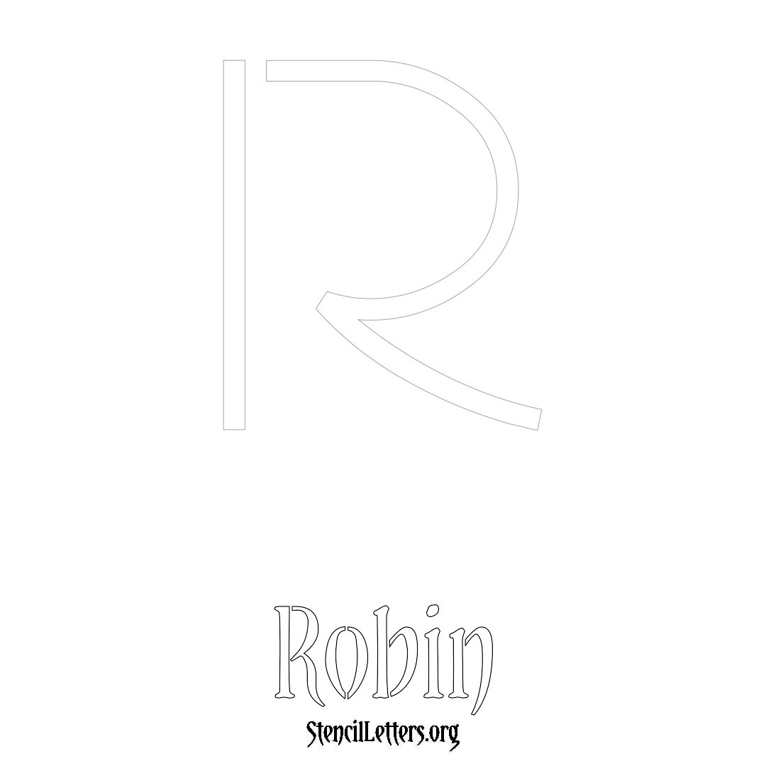 Robin printable name initial stencil in Simple Elegant Lettering
