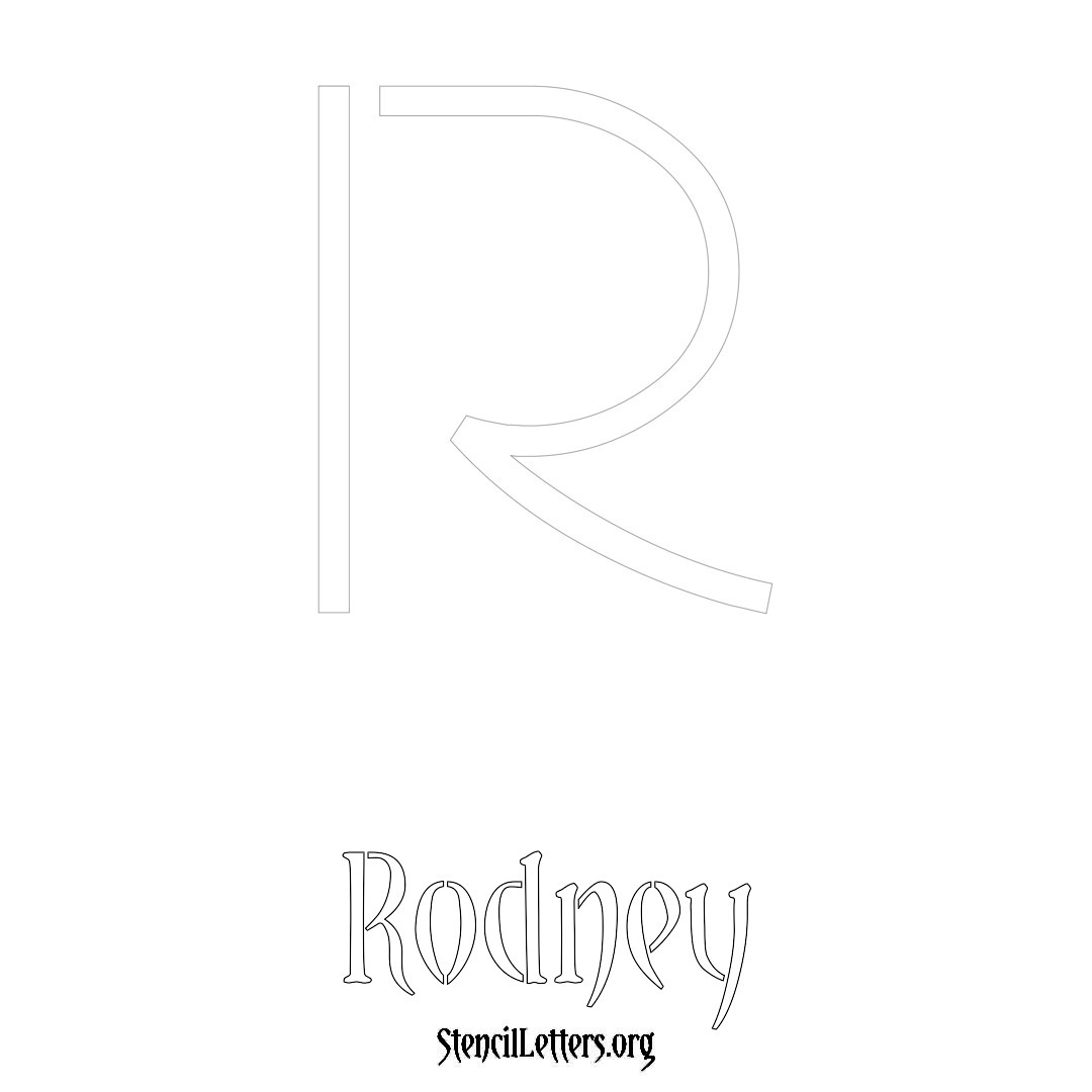 Rodney printable name initial stencil in Simple Elegant Lettering