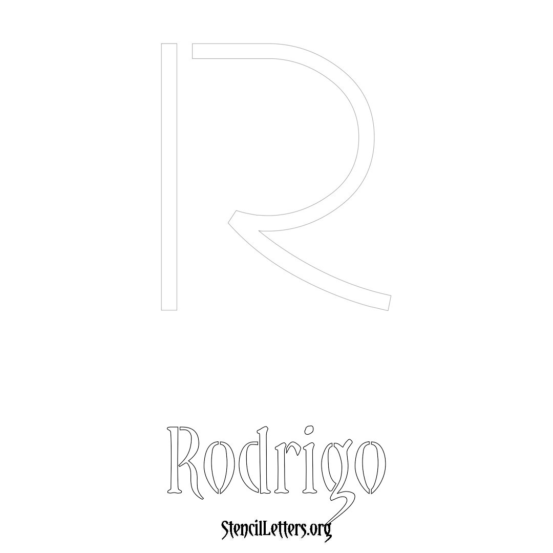 Rodrigo printable name initial stencil in Simple Elegant Lettering