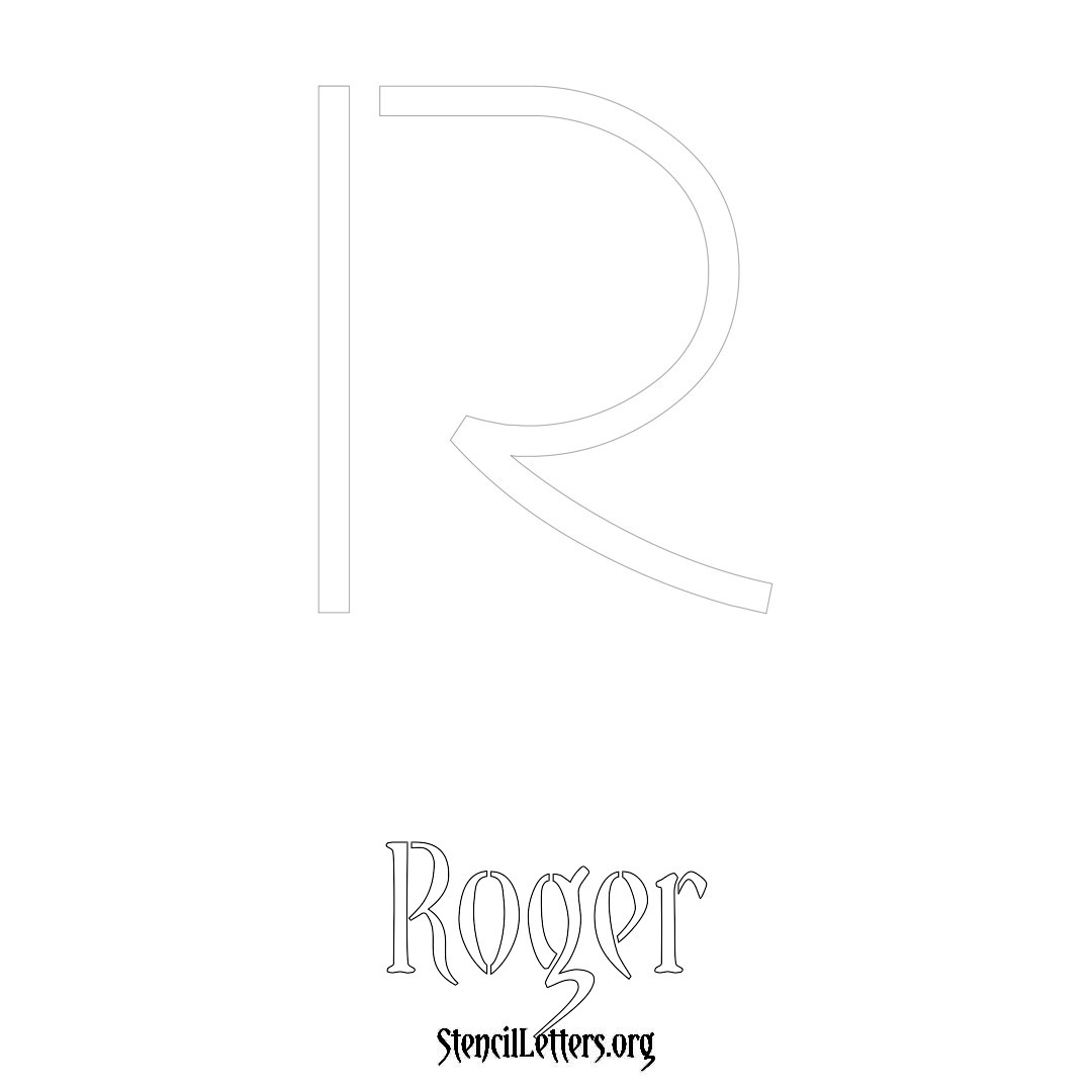 Roger printable name initial stencil in Simple Elegant Lettering