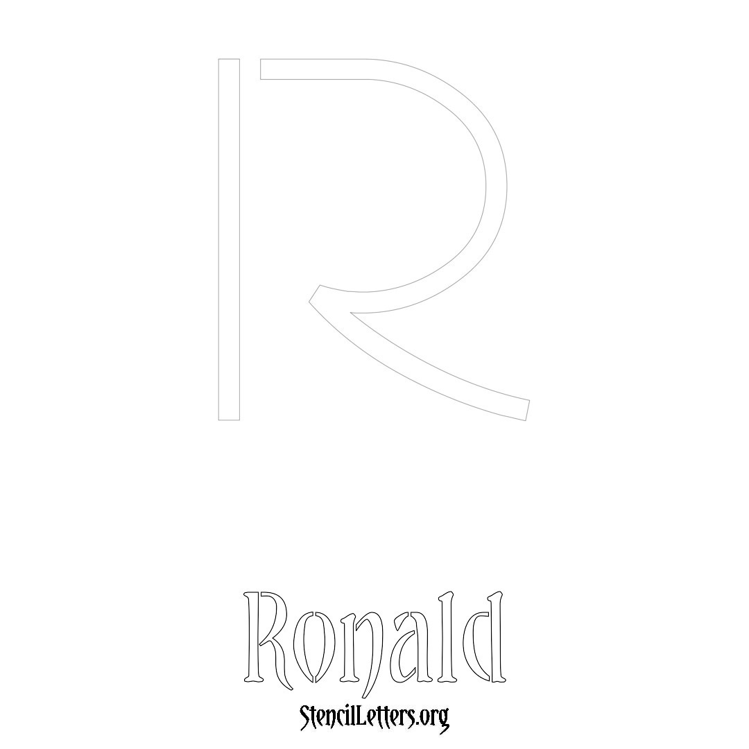 Ronald printable name initial stencil in Simple Elegant Lettering