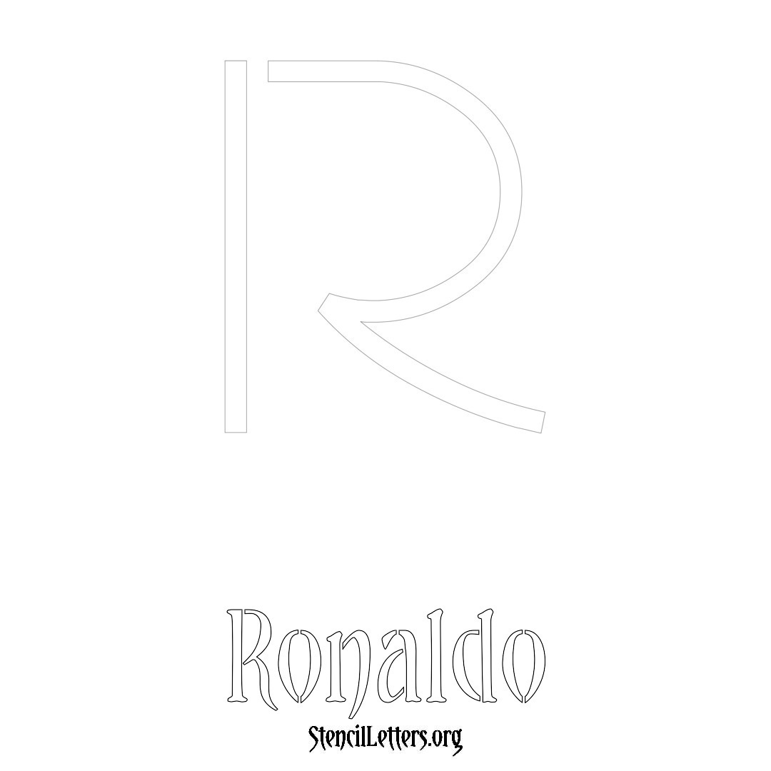 Ronaldo printable name initial stencil in Simple Elegant Lettering