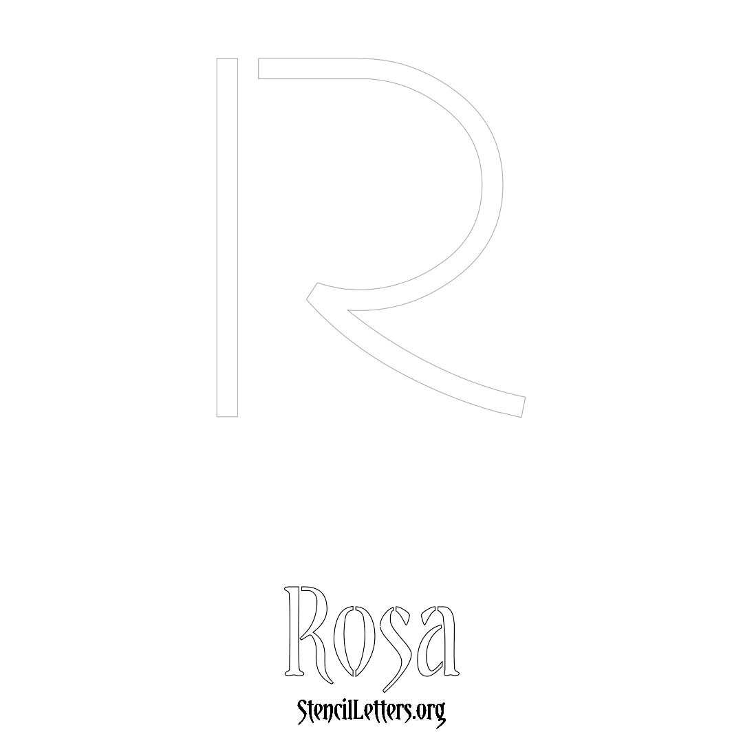 Rosa printable name initial stencil in Simple Elegant Lettering