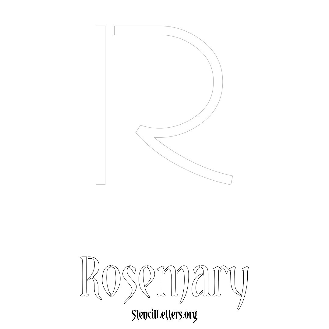 Rosemary printable name initial stencil in Simple Elegant Lettering