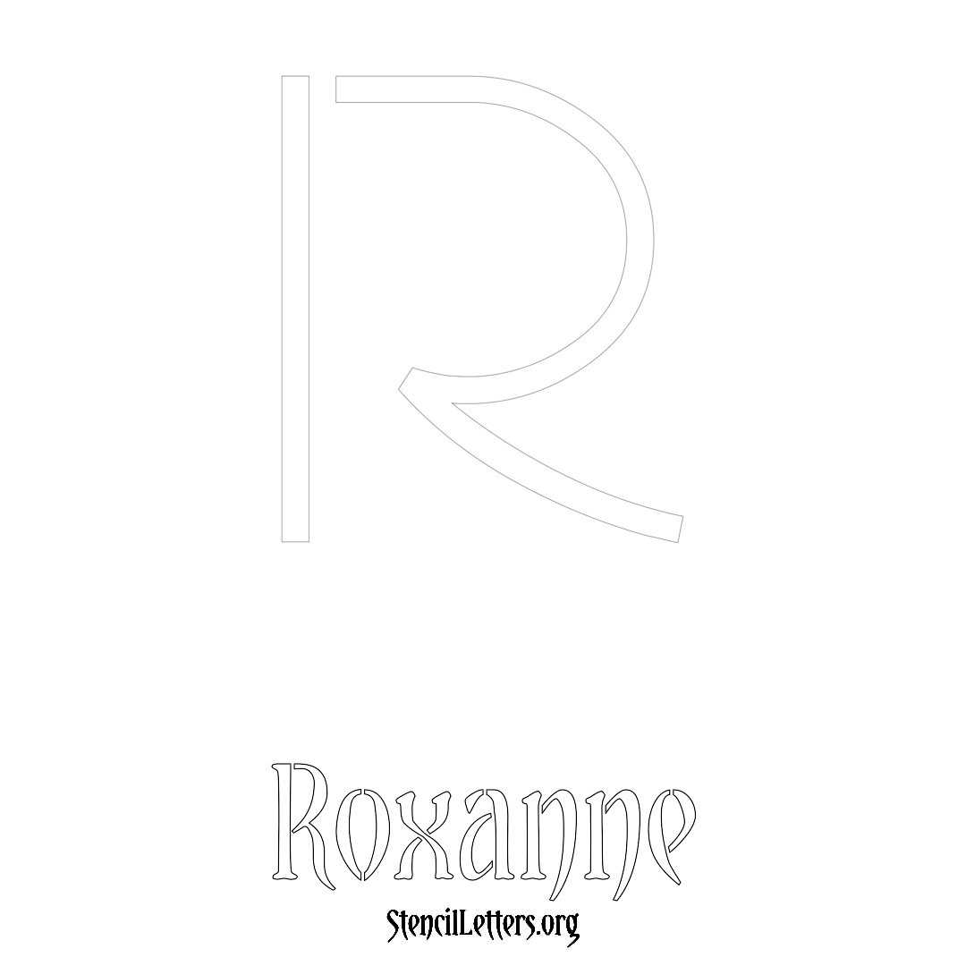 Roxanne printable name initial stencil in Simple Elegant Lettering