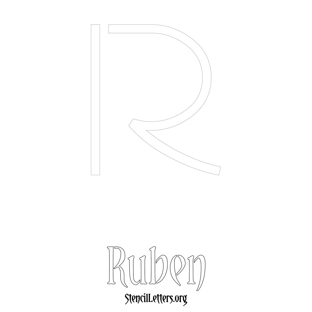 Ruben printable name initial stencil in Simple Elegant Lettering