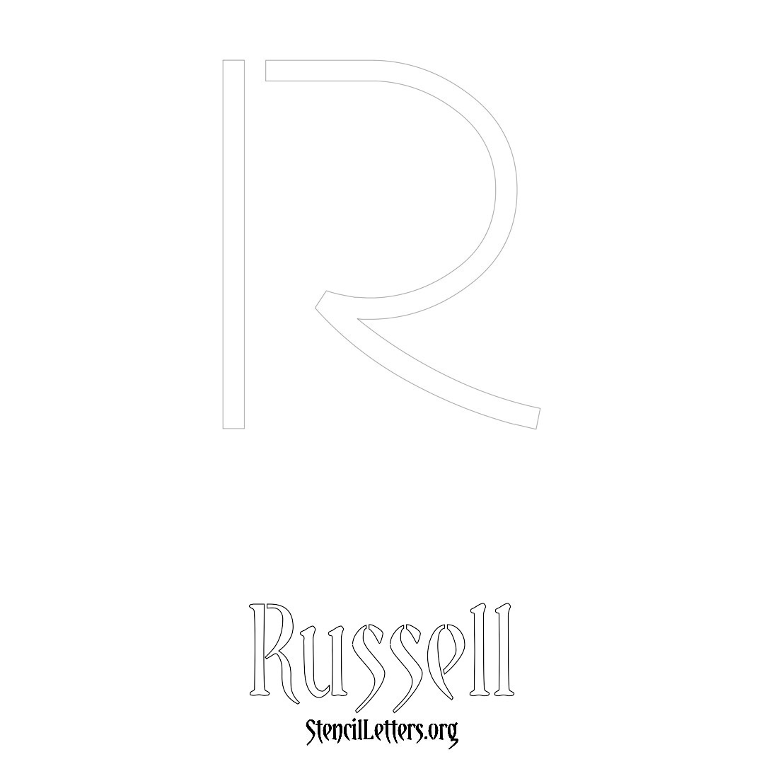 Russell printable name initial stencil in Simple Elegant Lettering