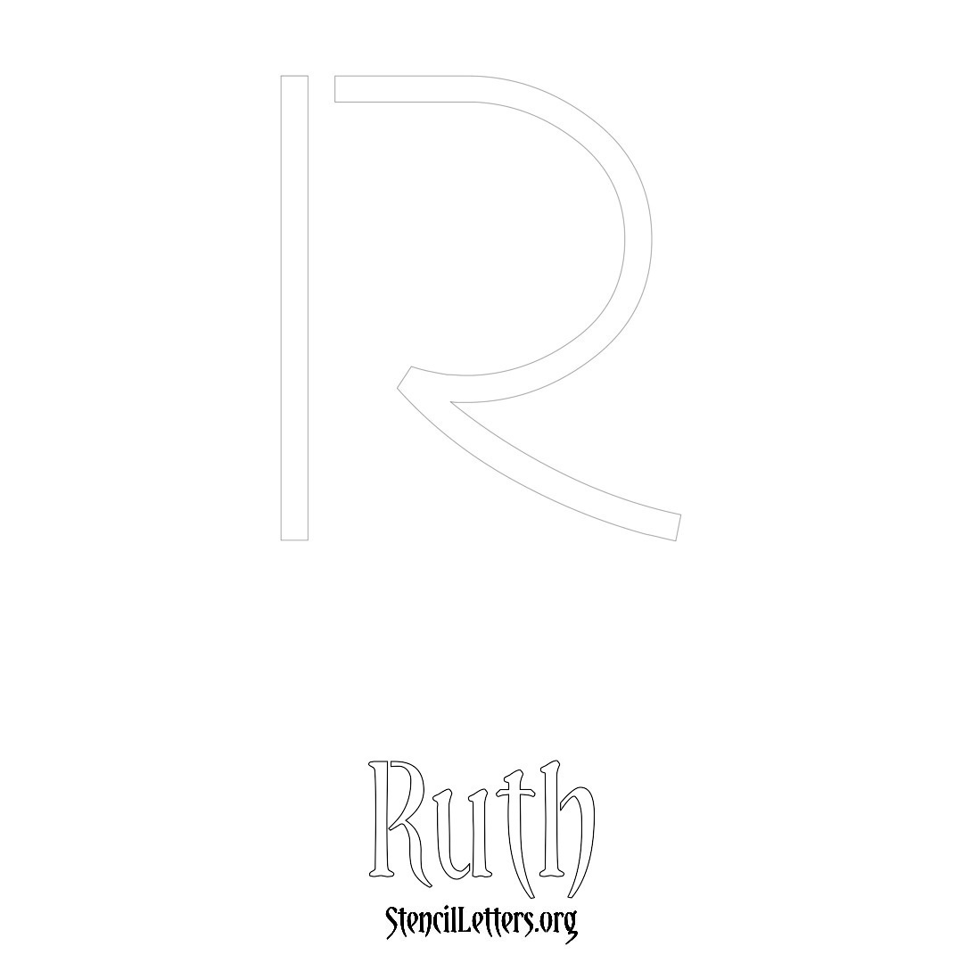 Ruth printable name initial stencil in Simple Elegant Lettering