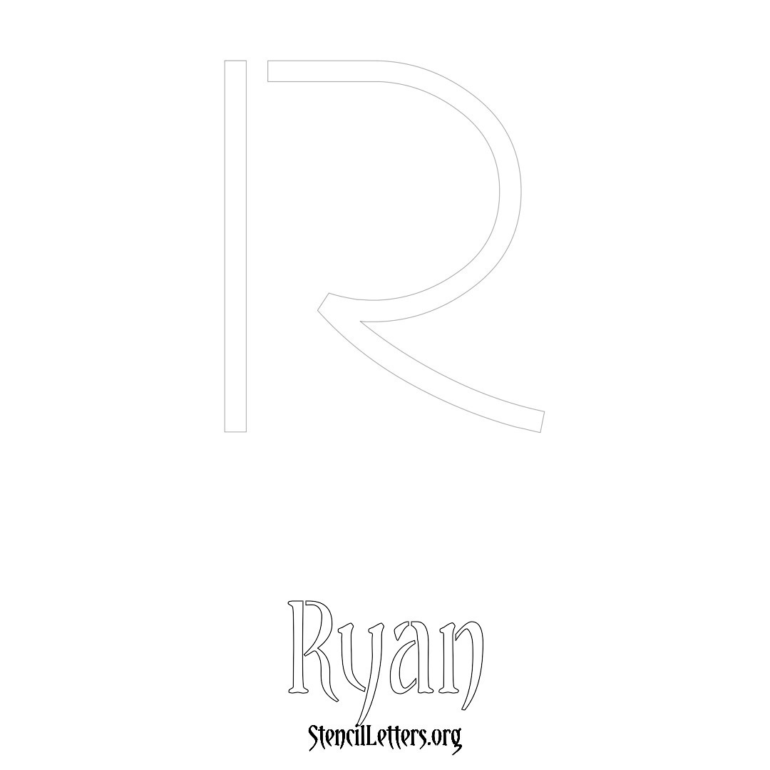 Ryan printable name initial stencil in Simple Elegant Lettering