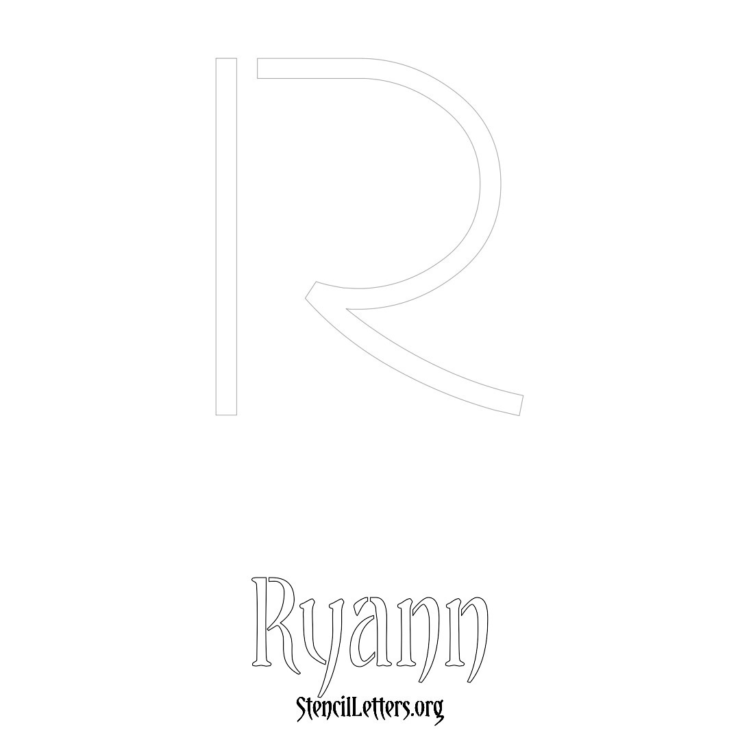 Ryann printable name initial stencil in Simple Elegant Lettering