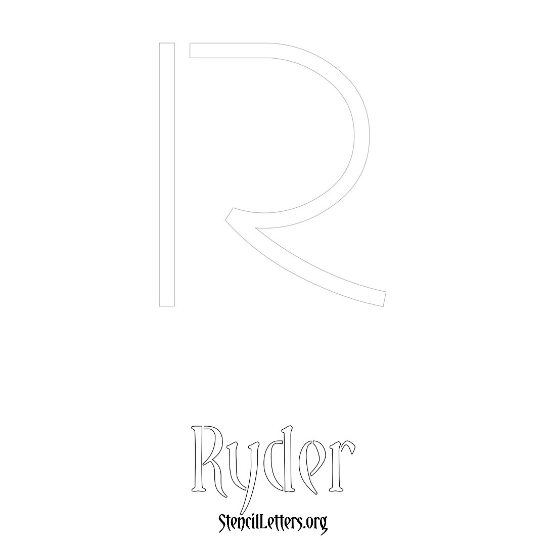 Ryder printable name initial stencil in Simple Elegant Lettering